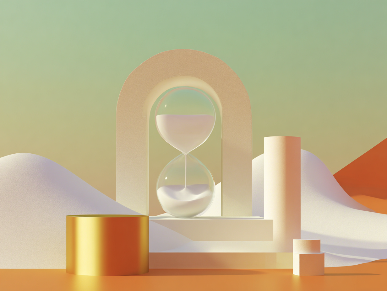 #1 alt_description
Deux formes géométriques 3D flottantes (quader et cylindre), une dalle suspendue, petits cubes alignés, sol mat, arrière-plan vide, ombres douces.

#2 alt_description
Maquette 3D d'un petit temple stylisé sur socle, colonnes massives, ouvertures rectangulaires, sol mat, arrière-plan épuré.

#3 alt_description
Sculpture 3D d'un graphique à barres: barres rectangulaires mates, une barre percée d'une découpe circulaire, socle plat, arrière-plan minimal.

#4 alt_description
Tampon cylindrique 3D posé sur socle et une sablier incliné avec chambres creuses, surfaces mates, microtexture, arrière-plan épuré.