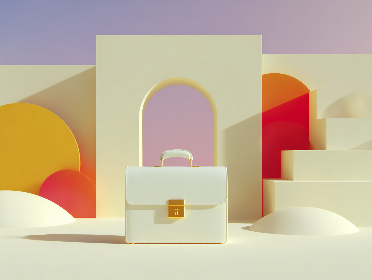 #1 alt_description
Composition abstraite avec cubes empilés au premier plan, arches flottantes au milieu, piliers rectangulaires à l'arrière, surfaces mates beiges, éclairage doux.
#2 alt_description
Bloc rectangulaire poli au centre, disques plats éparpillés au premier plan, plate-forme basse, panneaux verticaux en arrière, surfaces mates beiges.
#3 alt_description
Pile de contrats plats empilés au centre avec onglets verticaux, un exemplaire ouvert en avant, planche de référence en arrière, surfaces mates beiges.
#4 alt_description
Mallette abstraite rectangulaire au premier plan avec poignée en creux, clé stylisée inclinée au milieu, disques segmentés en arrière, surfaces mates beiges.