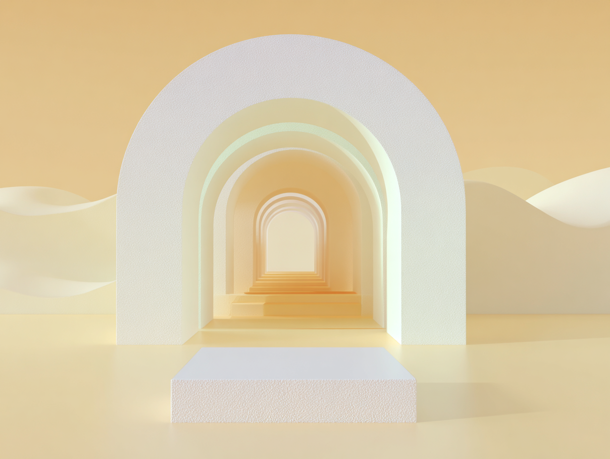 #1 alt_description
Platte mit zwei aufragenden asymmetrischen Prismen im Vordergrund, gestaffelte runde Scheiben im Mittelgrund und offene Arkade im Hintergrund, monochrome Beigetöne.

#2 alt_description
Kreisförmige Scheibe mit vertieftem Relief im Vordergrund, gestapelte flache Rechtecke im Mittelgrund, glatte Wandplatte im Hintergrund, beigetöne.

#3 alt_description
Colonne de ticker abstraite composée de plaques empilées au premier plan, plateforme à bandes au milieu, mur monolithique à l'arrière, tons beiges.

#4 alt_description
Plaque abstraite de circuit imprimé au premier plan, modules de type rack au milieu, mur incurvé à l'arrière, tons beiges.