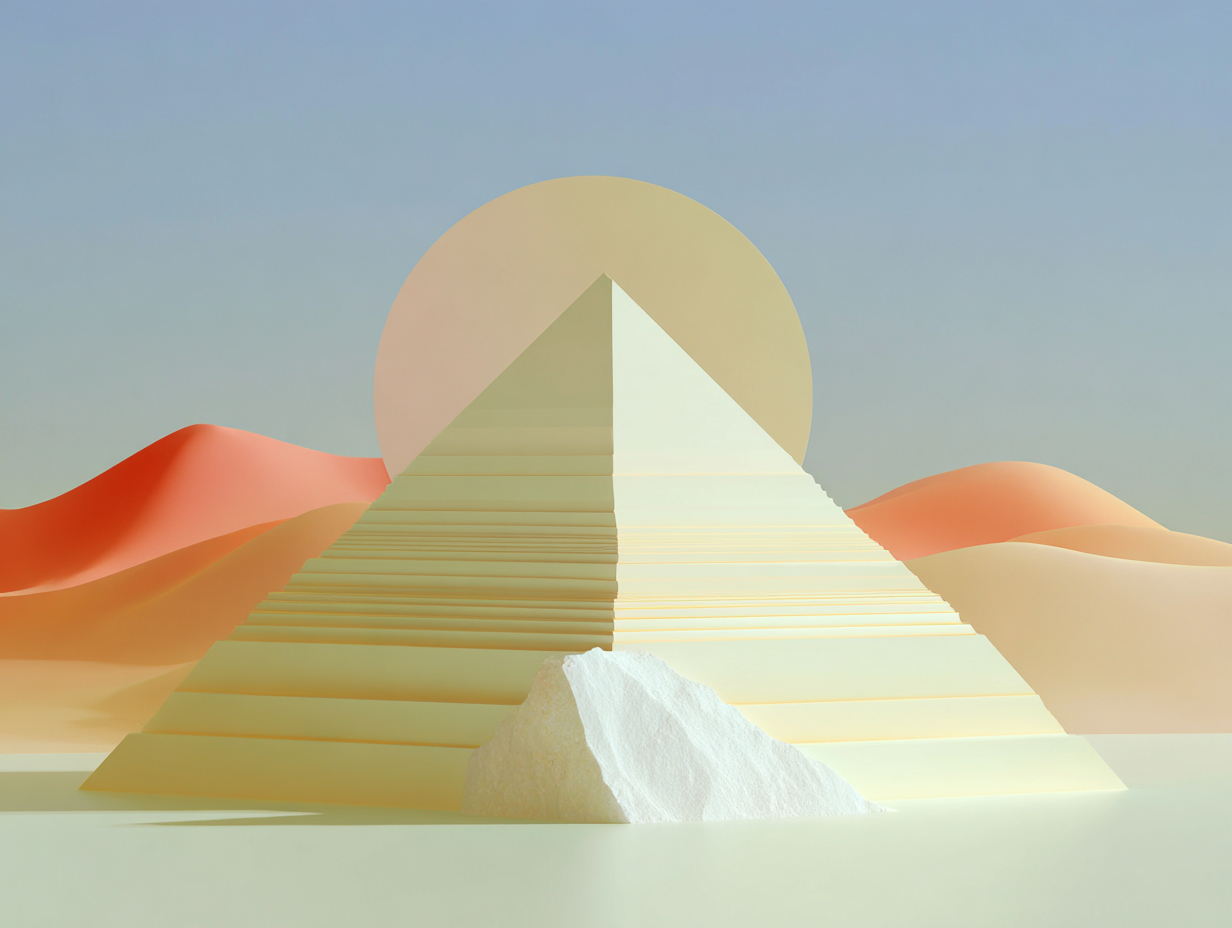 #1 alt_description
Quadratische Platte mit vier erhöhten Quadraten im Vordergrund, schlankes Prisma im Mittelgrund, hoher monolithischer Körper im Hintergrund, matte beige Oberflächen.

#2 alt_description
Flacher Sockel mit blockartigen Kerzenformen im Vordergrund, stilisierte Börsenfassade mit drei Säulen im Mittelgrund, weite leere Piazza im Hintergrund.

#3 alt_description
Petite caisse métallique mate avec fente au premier plan, disques empilés au milieu, large arc en arrière-plan, teintes beige.

#4 alt_description
Anneau ovale mat au premier plan, colonne cylindrique au centre (objet PER), bloc rectangulaire bas à l'arrière, surfaces beige mates.