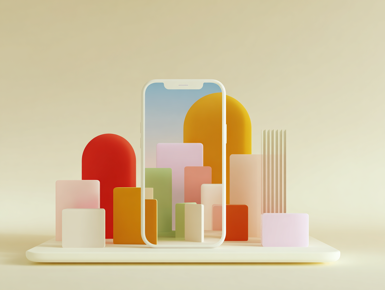 #1 alt_description
Voûte semi-circulaire au premier plan, dalles rectangulaires progressives au milieu, monolithe éloigné à l'horizon, surfaces mates beige, microtexture subtile

#2 alt_description
Bloc rectangulaire poli au premier plan, plaques empilées de hauteurs variables au milieu, petit cuboïde distant en arrière-plan, surfaces mates beige

#3 alt_description
Piles de pièces stylisées empilées de tailles variées au centre, plaques fines de liaison, anneau plat éloigné en arrière-plan, finition mate beige

#4 alt_description
Smartphone abstrait horizontal avec tuiles carrées en relief au centre, fente verticale à droite, bloc bas à l'arrière-plan, surfaces mates beige