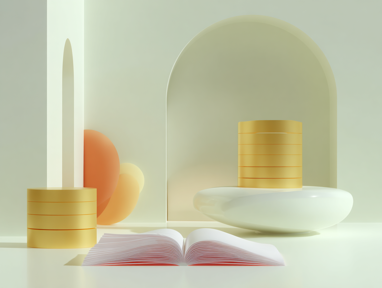 #1 alt_description
Trois terrasses rectangulaires empilées en gradins, petite sphère sur la plus haute, surface mate et texture micro, grand espace négatif
#2 alt_description
Cahier rectangulaire plié posé central, plaques fines empilées en arrière, surfaces mates beiges, éclairage doux
#3 alt_description
Trois piles de pièces stylisées empilées de hauteurs variées, disques mats beiges, ombres douces et espace négatif
#4 alt_description
Carte rectangulaire stylisée en relief sur socle, plusieurs plaques empilées décalées, surfaces mates beiges