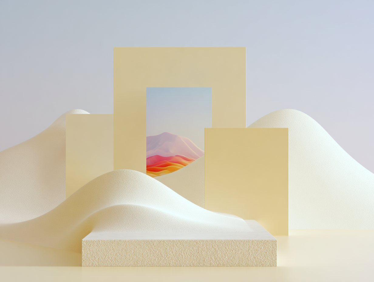 #1 alt_description
Gestapelte flache Platten im Vordergrund, gebogene Achse aus flachen Formen im Mittelgrund, einzelne schlanke Säule auf weiter Ebene im Hintergrund.
#2 alt_description
Abstrahiertes Modellhaus auf Sockel im Vordergrund, fragmentierte Würfelgruppen im Mittelgrund, texturierte Ebene mit Gitter im Hintergrund.
#3 alt_description
Empfangene große Scheibe vorne, hoher Stapel dünner runder Scheiben (titres) im Mittelgrund, vertikale Lamellen im Hintergrund.
#4 alt_description
Quadratische erhöhte Kachel vorne, Raster verzahnter Länderplatten mittig, flache Kartebene mit schlanken Markern im Hintergrund.