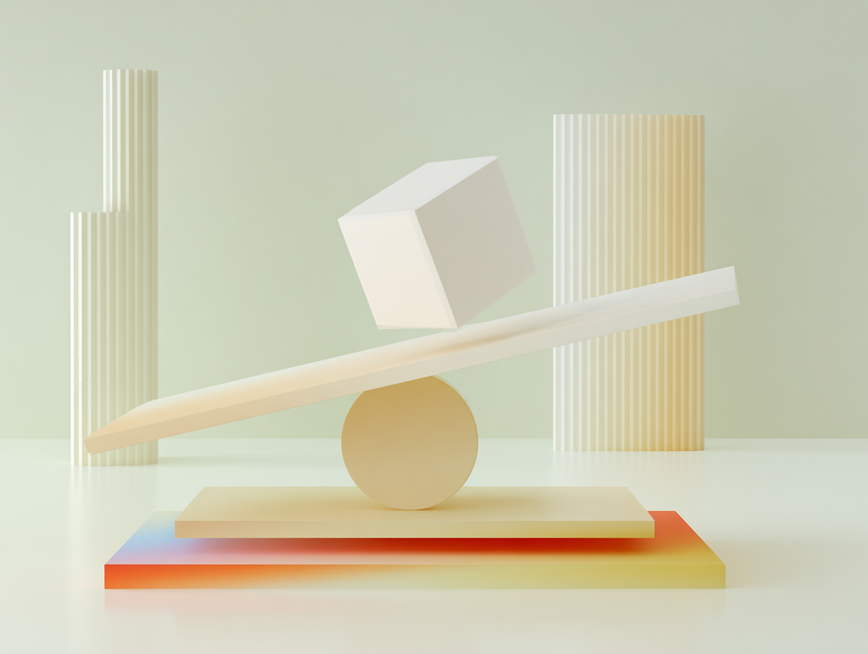 #1 alt_description
kleiner mattierter Würfel vorn, zwei verschobene dünne Platten in der Mitte, feiner linearer Balken dazwischen, gestaffelte schlanke Säulen im Hintergrund

#2 alt_description
geöffneter rechteckiger Kasten mit inneren Regalböden im Mittelgrund, flache Matte mit Aussparung vorn, vertikale Platten als Hintergrund

#3 alt_description
stapel aus drei stilisierten livres de comptes au centre, flacher Block vorn mit Falzkante, breite ruhende Flächen im Hintergrund

#4 alt_description
abgerundete Platte vorn mit Einkerbung, große kartenartige Form mit chip-ausschnitt im Mittelgrund, gestaffelte Balken rechts, breite Ebene im Hintergrund