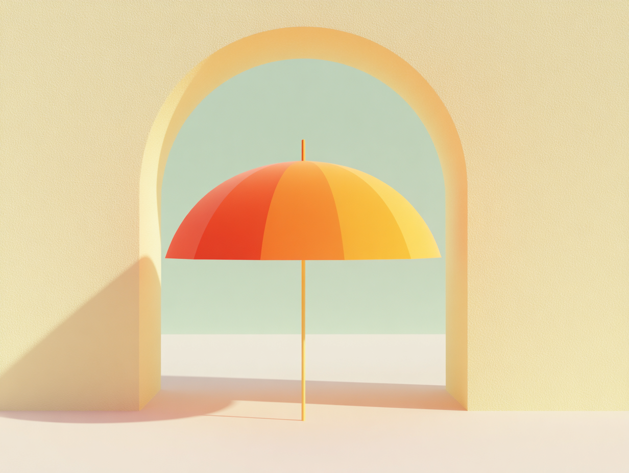 #1 alt_description
Plateforme ronde basse, disque suspendu, quader empilés et arc élancé en arrière-plan, surfaces mates beiges, microtexture, ombres douces

#2 alt_description
Pyramide stylisée en blocs empilés au premier plan, pyramides fragmentées au milieu, colonnade lointaine, surfaces mates beiges

#3 alt_description
Parapluie minimaliste en 3D (assurance-vie) posé sur socle, anneaux flottants au milieu, arcade lointaine, surfaces mates beiges

#4 alt_description
Coupe de tronc verticale en 3D, colonnes cylindriques en arrière-plan, plan en relief lointain, surfaces mates beiges, microtexture (groupement forestier)