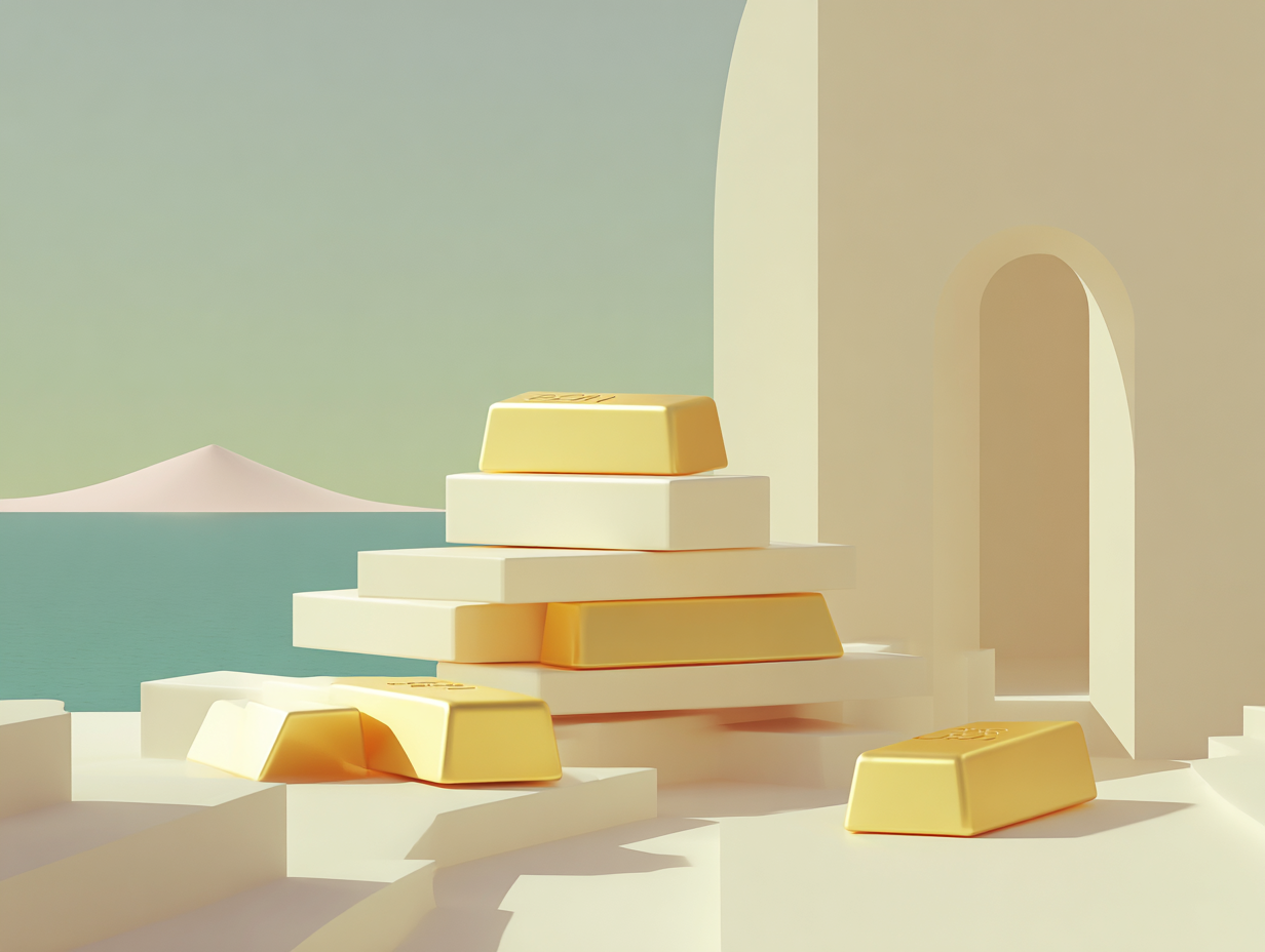 #1 alt_description
Trois plans rectangulaires décalés au premier plan, couches intermédiaires de disques translucides empilés, monolithe vertical en arrière-plan, espace négatif.

#2 alt_description
Disque circulaire segmenté ouvert au premier plan, trays rectangulaires empilés au milieu, paroi verticale rainurée en arrière-plan.

#3 alt_description
Contrat d'assurance-vie abstrait : bloc rectangulaire scellé au premier plan posé sur plateaux empilés, surface arriérée légèrement quadrillée.

#4 alt_description
Pile de lingots abstraits rectangulaires empilés, un lingot partiellement découpé, colonne étroite en arrière, grand espace vide.